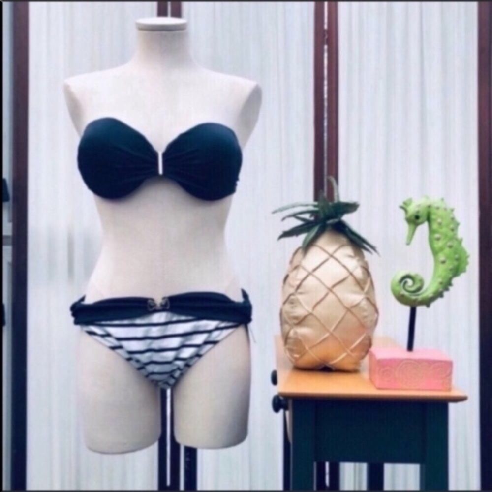 VS Bandeau and Bow Striped Bikini Set 34D/L